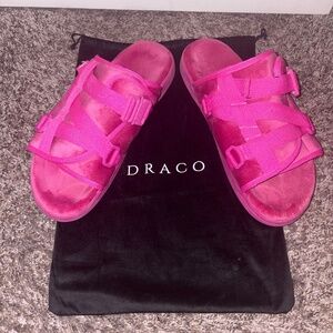 Pink satin drako slides